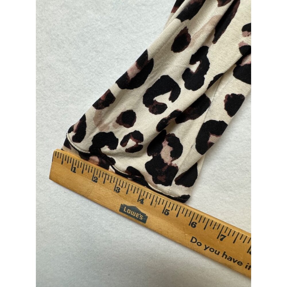 Leopard Print Stars Above Womens Button-Up Pajama Top XXL Soft Beige & Brown - Picture 9 of 11